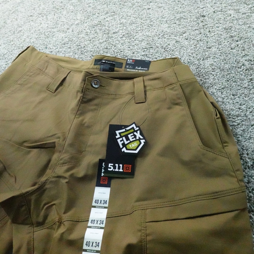 NEW 5.11 Tactical Pants Mens 40X34 Brown Tan Apex Flex Tac Cargo Utility Stretch